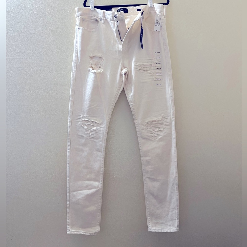 Free Ship! NWT! PacSun Distressed Cream Distressed Jeans Men’s Size, 36x32